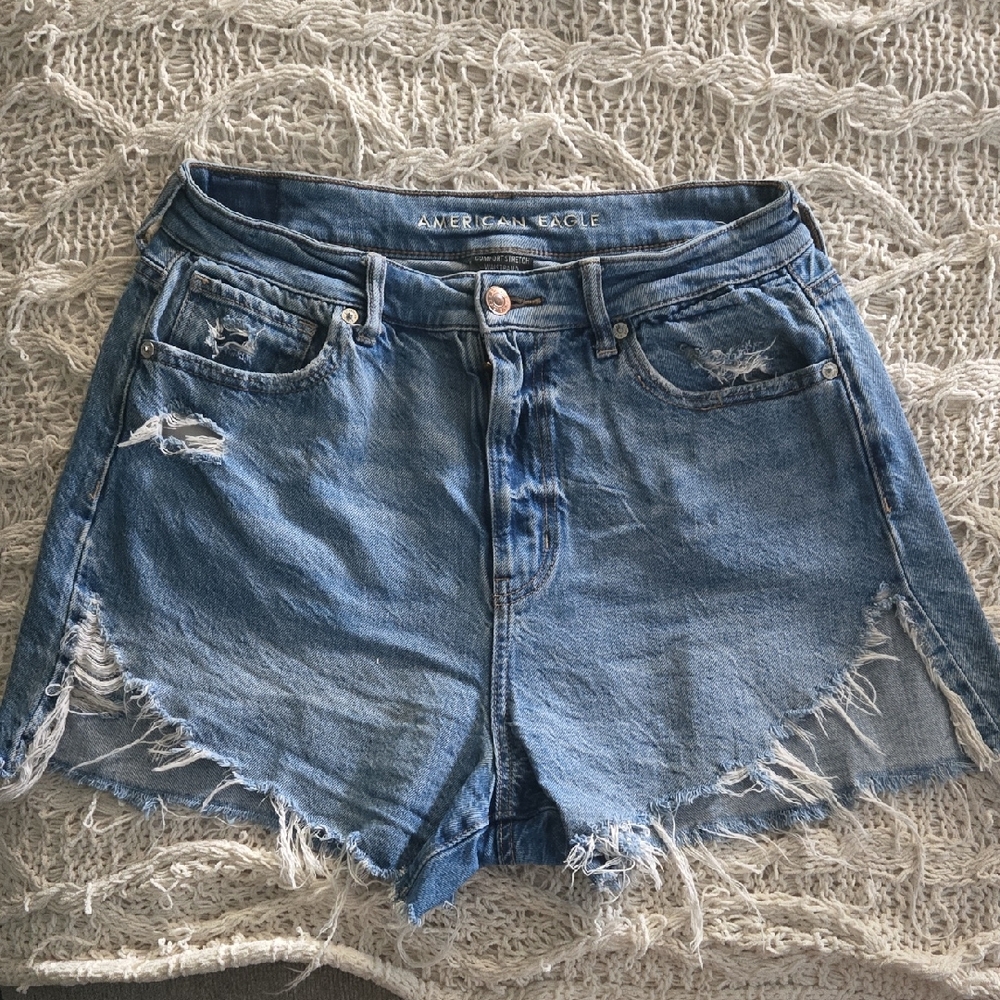 American Eagle Outfitters Blue High-Waisted Jean Shorts